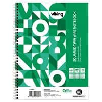 Viking Notebook A5+ Kariert Spiralbindung Papier Weiß Perforiert Recycled 160 Seiten 80 Blatt