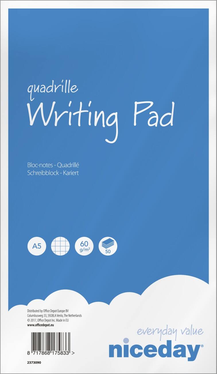 Niceday A5 Oben gebunden Blue Papierumschlag Notizblock Kariert 50 Blatt 5 Stück