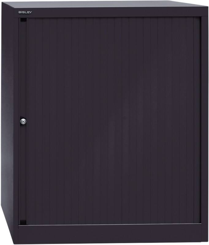 Bisley Rollladenschrank Kunststoff, Stahl 2 Fachböden abschließbar 800 x 430 x 1.030 mm Schwarz