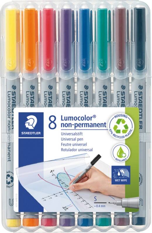 STAEDTLER Lumocolor Non-Permanent Folienstifte Extra Fein Rundspitze Färbig sortiert 8 Stück