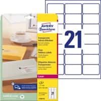 AVERY Zweckform Adressetiketten L7560-25 Ja DIN A4 Transparent 63,5 x 38,1 mm 25 Blatt à 21 Etiketten