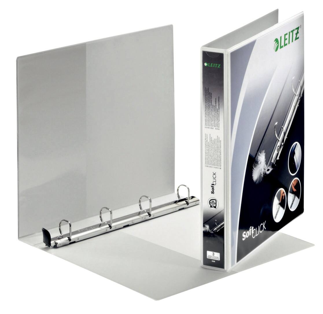 Leitz Präsentations-Ringbuch Pappe, Folie DIN A4+ 4 Ringe 20 mm Weiß