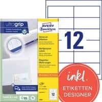 AVERY Zweckform UltraGrip Multifunktionsetiketten 3659 Ja DIN A4 Weiß 97 x 42,3 mm 100 Blatt à 12 Etiketten