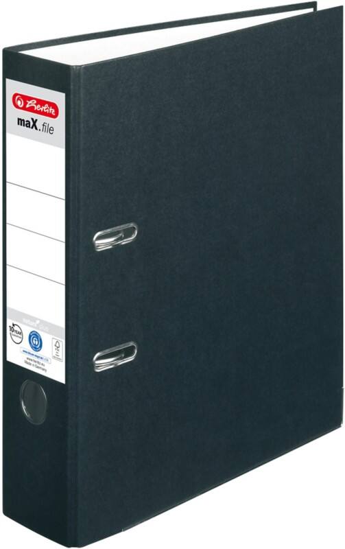 herlitz maX.file nature plus Ordner Breit A4 80 mm Schwarz 2 Ringe 10841369 Kunststoff Texturiert Hochformat