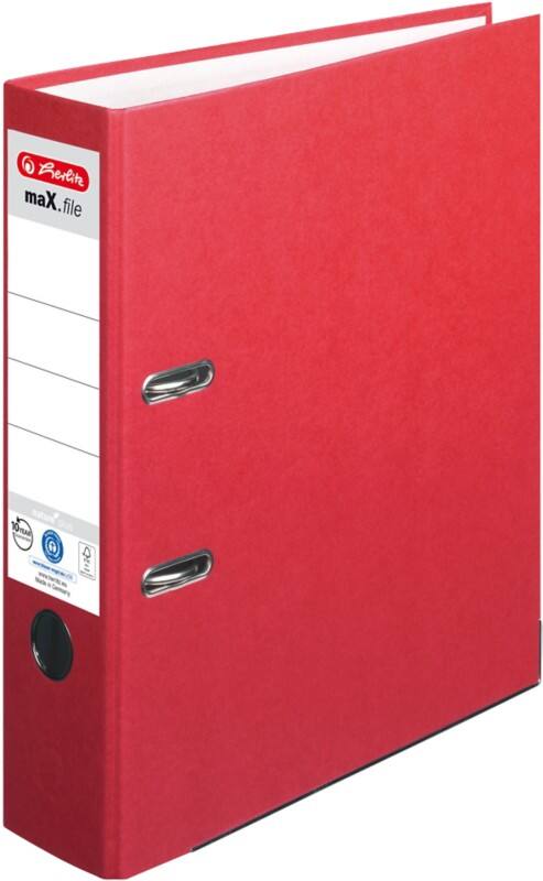 herlitz maX.file nature plus Ordner Breit A4 80 mm Rot 2 Ringe 10841385 Kunststoff Texturiert Hochformat