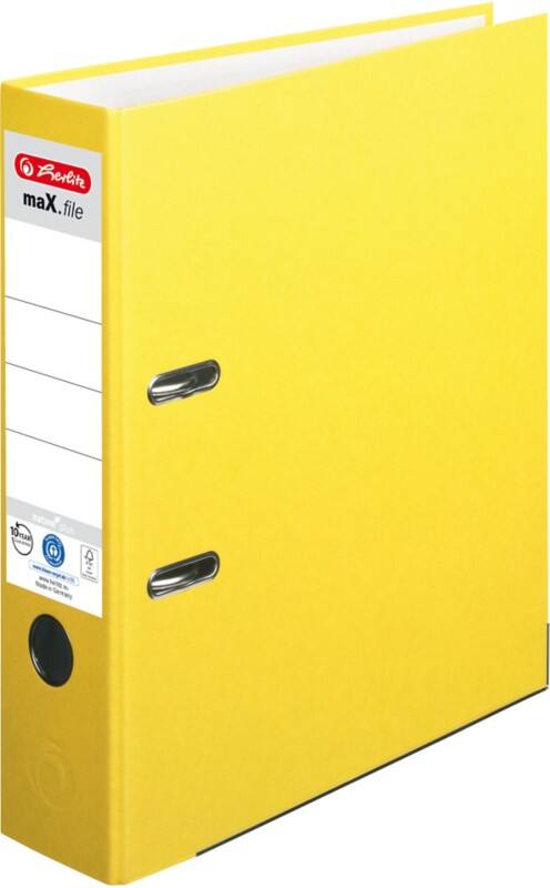 herlitz maX.file nature plus Ordner Breit A4 80 mm Gelb 2 Ringe Kunststoff Texturiert Hochformat