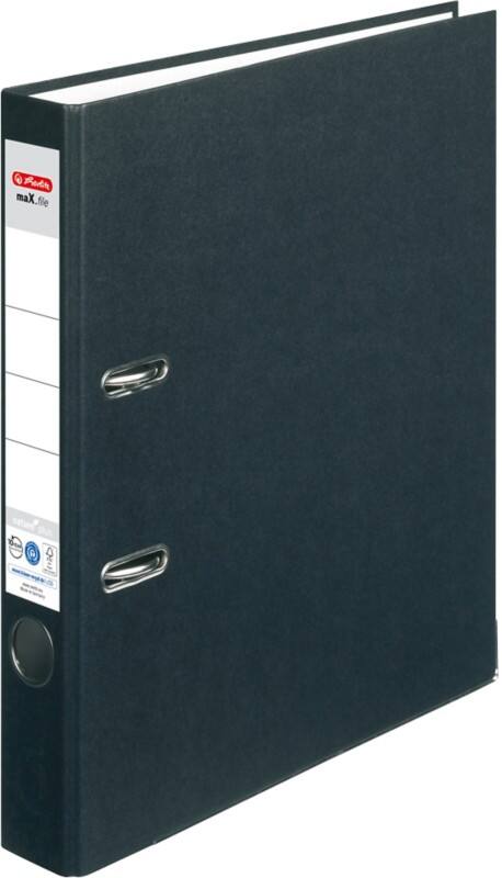 herlitz maX.file nature plus Ordner Schmal A4 50 mm Schwarz 2 Ringe 10841625 Kunststoff Texturiert Hochformat