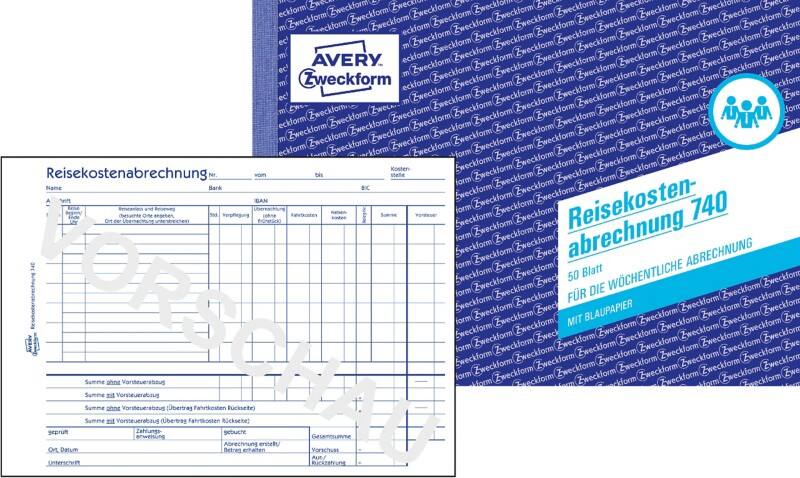 AVERY Zweckform Reisekostenabrechnung 740 Weiß A5 quer Perforiert 50 Blatt