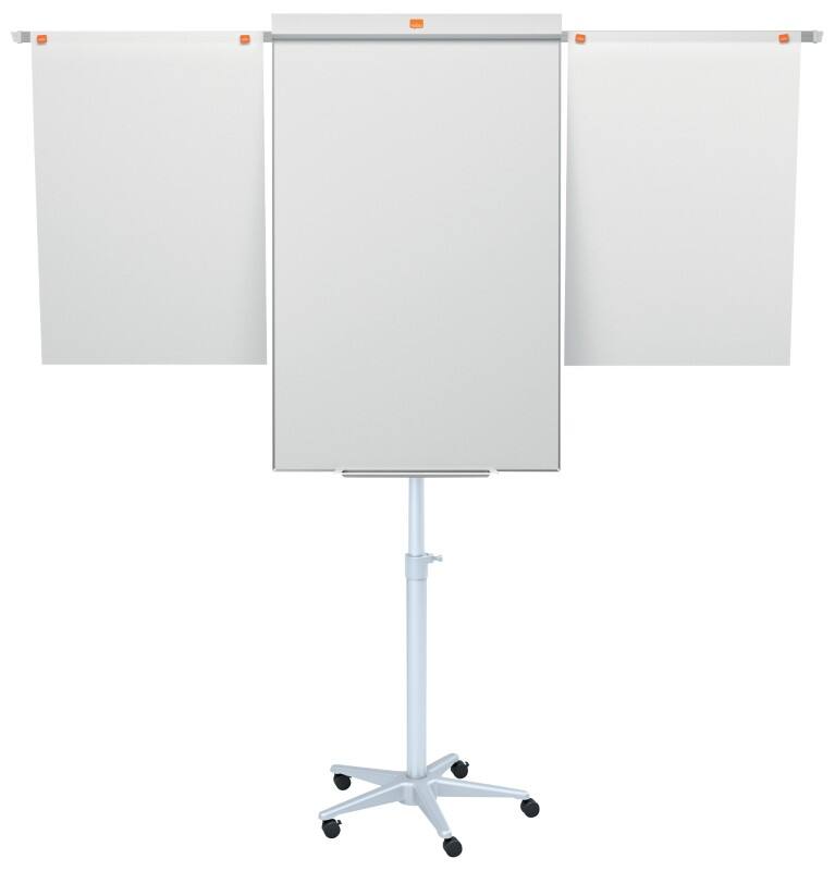 Nobo Impression Pro Mobiles Flipchart Magnetisch Ausklappbare Verlängerungsarme Nano Clean™ Stahl Weiß 70 x 190 cm