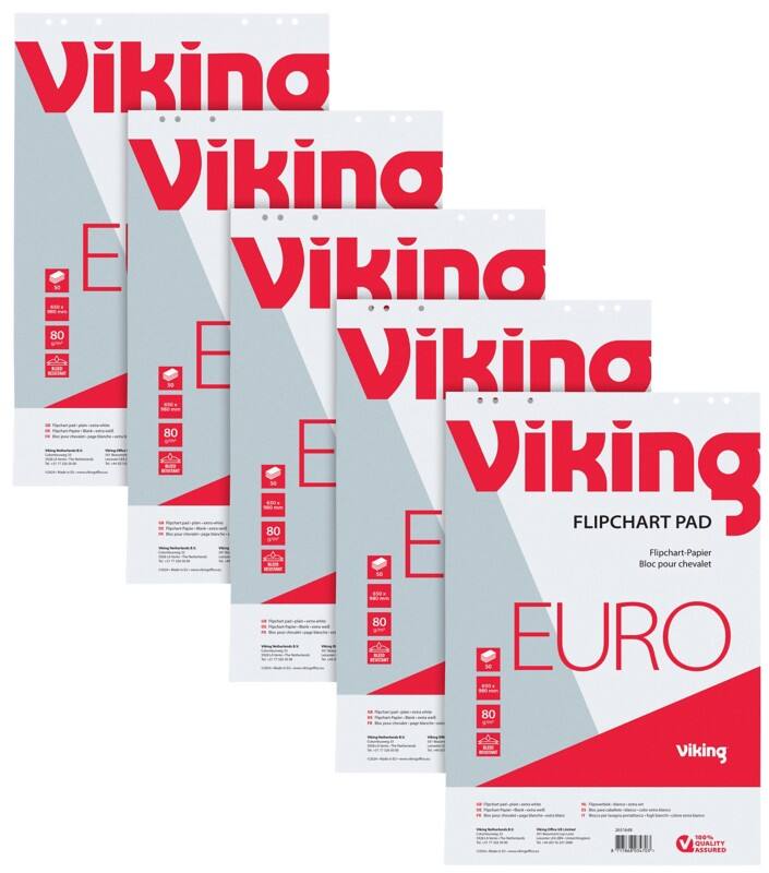 Viking Flipchart-Papier Blanko Euro 80 g/m² 5 Stück à 50 Blatt