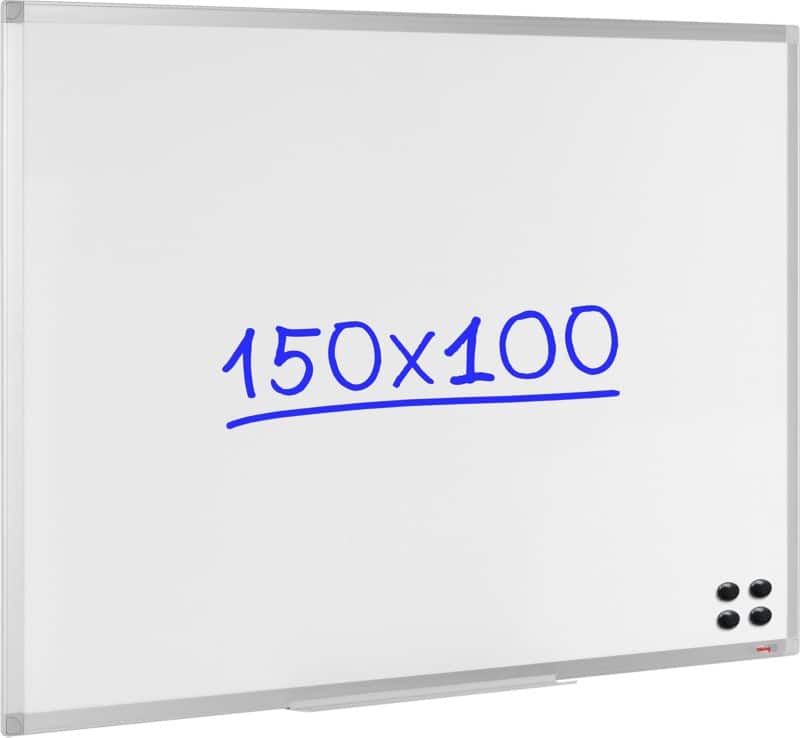 Viking Standard Whiteboard Wandmontiert Magnetisch Lackierter Stahl Einseitig 150 (B) x 100 (H) cm