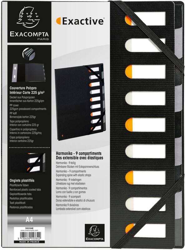 Exacompta Ordnungsmappe 55334E A4 Schwarz Polypropylen 9-teilig 24 x 32 cm