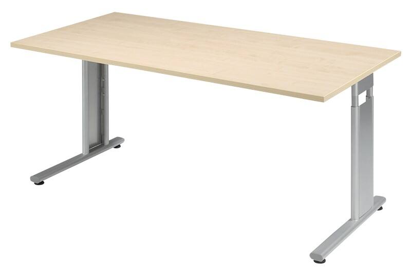 Geramöbel Speed Office Höhenverstellbar Schreibtisch Rechteckig Ahorn C-Fuß 1.600 (B) x 800 (T) x 820 (H) mm MFC (Melaminbeschichtete Spanplatte), Stahl