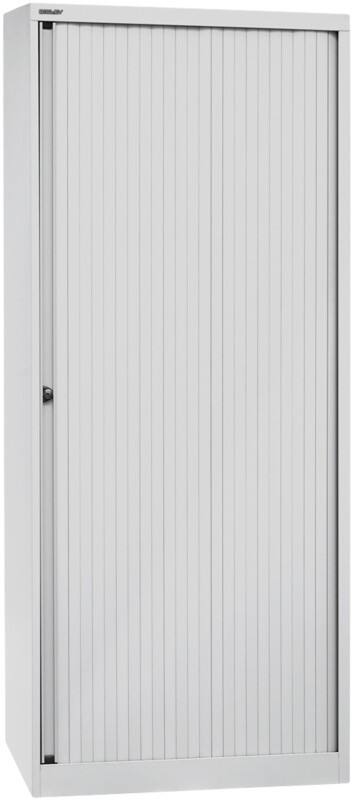 Bisley Rollladenschrank Kunststoff, Stahl 4 Fachböden abschließbar 800 x 430 x 1.980 mm Hellgrau