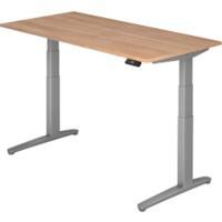 Hammerbacher Sitz-Stehschreibtisch XBHM Walnuss, Silber 1.600 x 800 x 720 mm