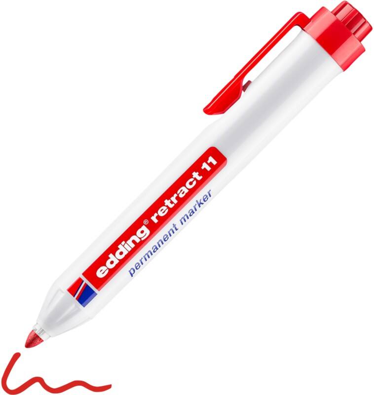 edding Retract 11 Permanentmarker  Mittel Rundspitze 3 mm Rot Nachfüllbar Wasserbeständig
