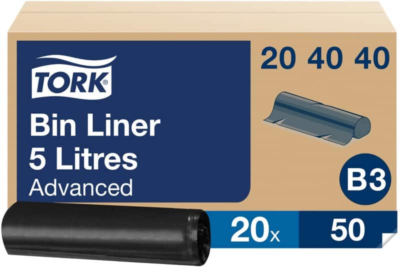 Tork Müllsäcke 5 L  Schwarz LDPE (Polyethylen niedriger Dichte) 20 Rollen à 50 Stück