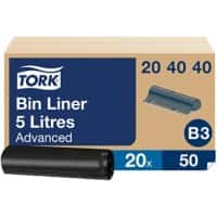Tork Müllsäcke 5 L  Schwarz LDPE (Polyethylen niedriger Dichte) 20 Rollen à 50 Stück
