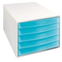 Exacompta Schubladenbox Fantasy Works 222083D PS, PP Hellgrau, Blau 38,7 x 28,4 x 21,8 cm