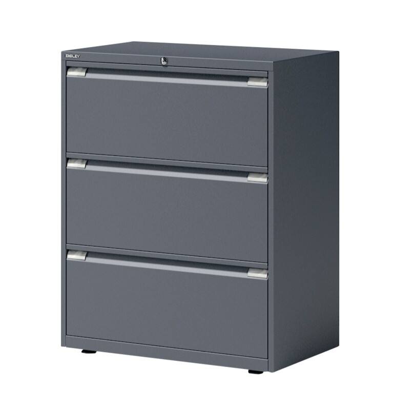 Bisley Hängeregistraturschrank mit 3 Schubladen 3 Schübe Anthrazit 800 x 470 x 1.000 mm