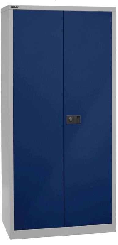 Bisley Flügeltürenschrank Stahl 4 Fachböden abschließbar 914 x 500 x 1.950 mm Blau, Hellgrau