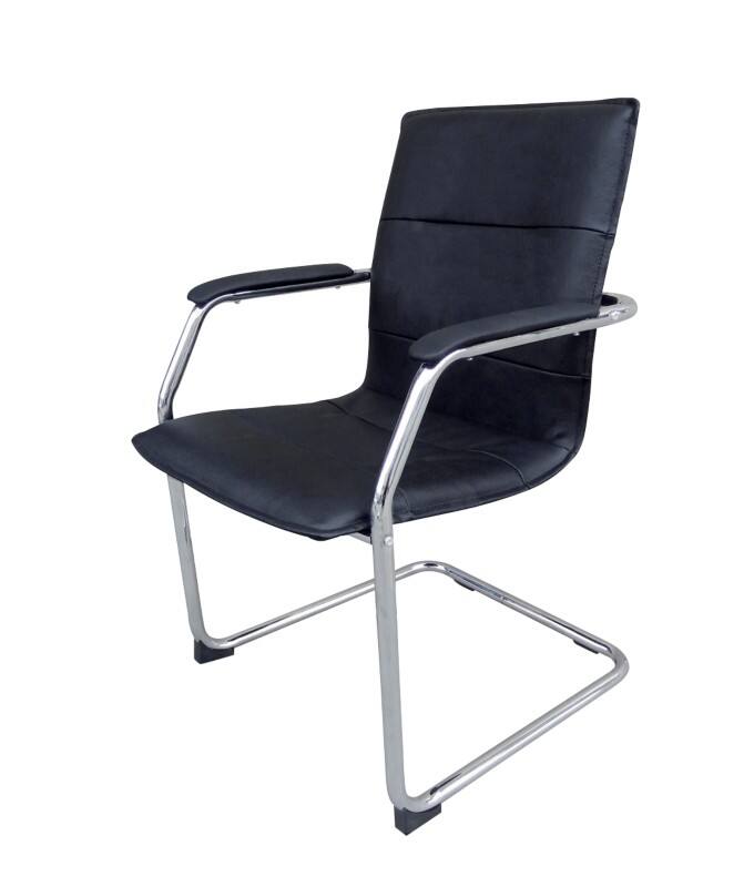 Viking Realspace Baker Besucherstuhl Kunstleder Feste Armlehne Schwarz 110 kg