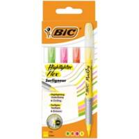 BIC Flex Textmarker Gelb, Grün, Orange, Pink Fein Keilspitze 1 mm, 4,3 mm 4 Stück