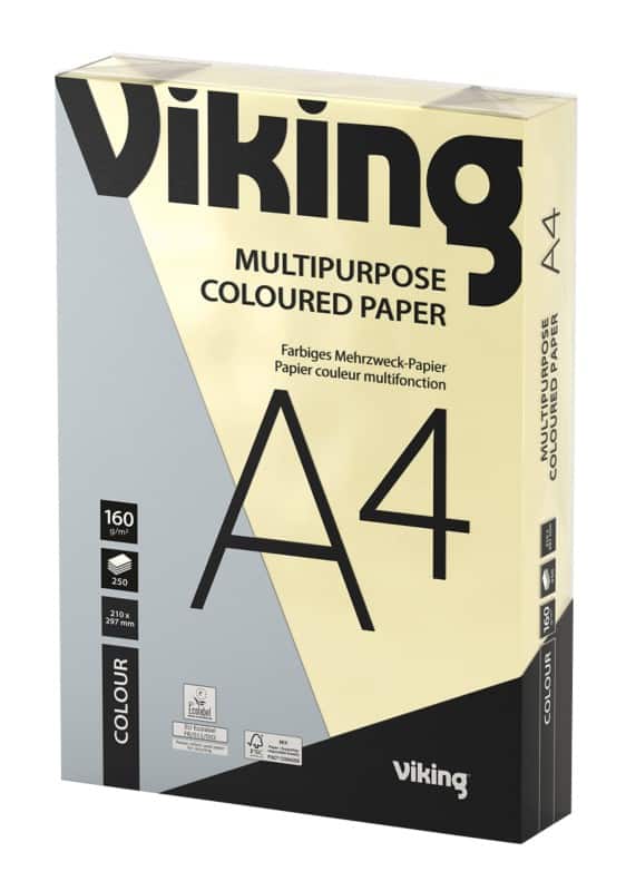 Viking A4 Farbiges Papier Gelb 160 g/m² Glatt 250 Blatt