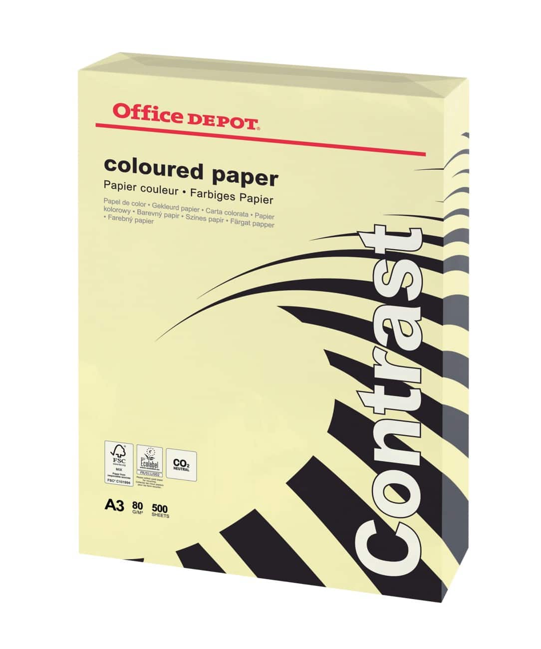 Office Depot Farbiges Kopier-/ Druckerpapier DIN A3 80 g/m² Gelb 500 Blatt