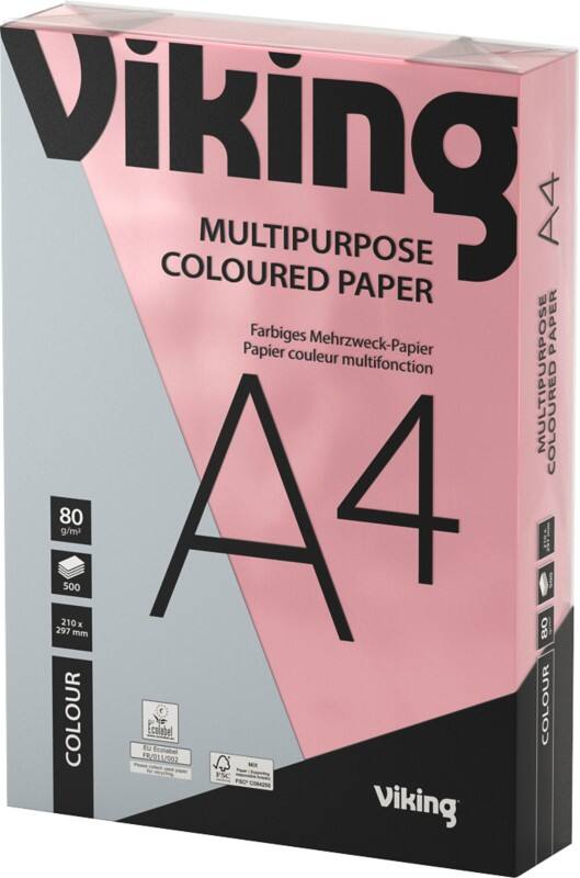 Viking A4 Farbiges Papier Pink 80 g/m² Glatt 500 Blatt