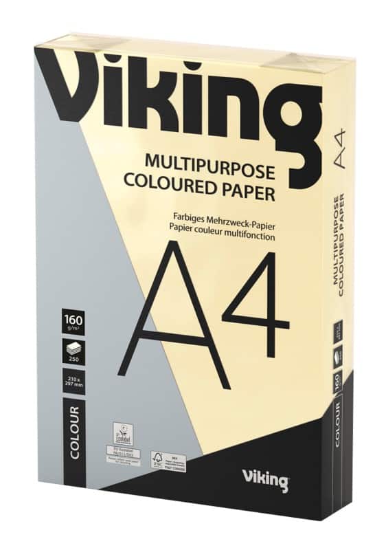 Viking A4 Farbiges Papier Creme 160 g/m² Glatt 250 Blatt