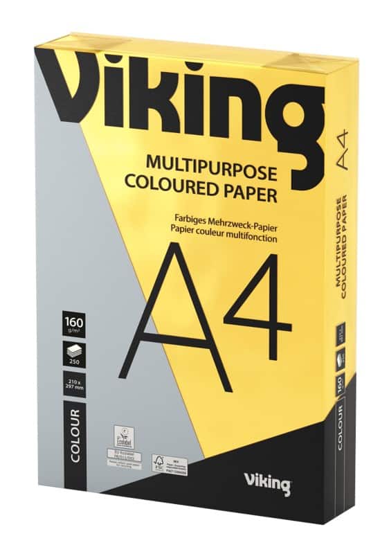 Viking A4 Farbiges Papier Gelb 160 g/m² Glatt 250 Blatt