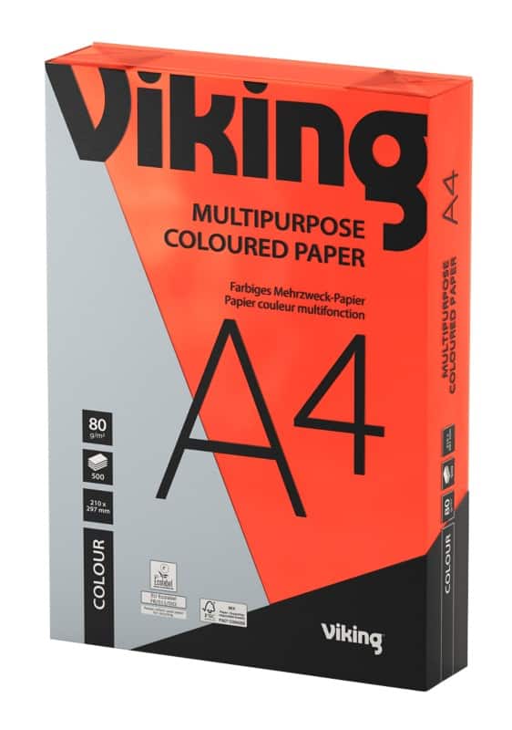 Viking A4 Farbiges Papier Rot 80 g/m² Glatt 500 Blatt