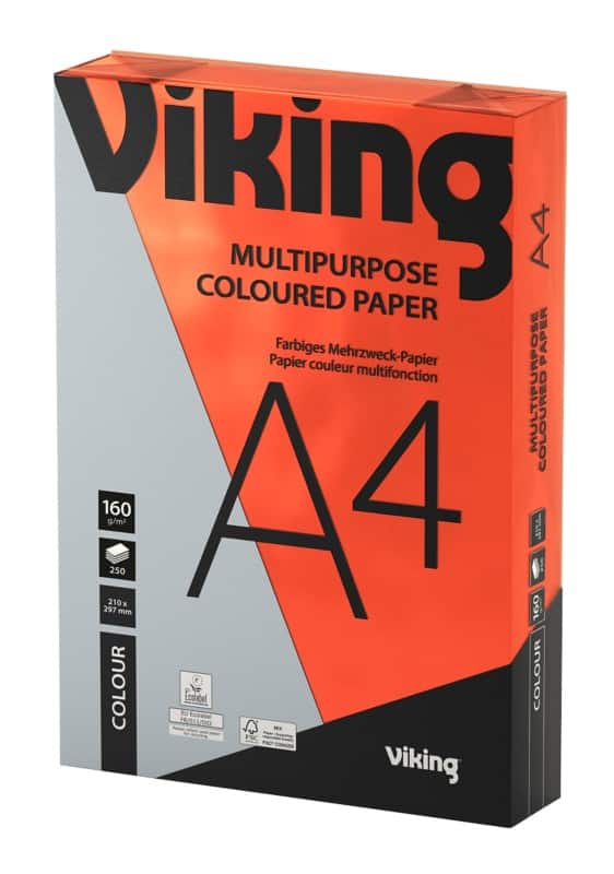Viking A4 Farbiges Papier Rot 160 g/m² Glatt 250 Blatt