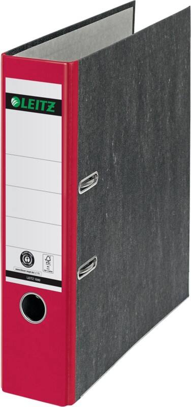 Leitz 180° Ordner Breit A4 82 mm Rot 2 Ringe 1080 Pappkarton Wolkenmarmor Hochformat