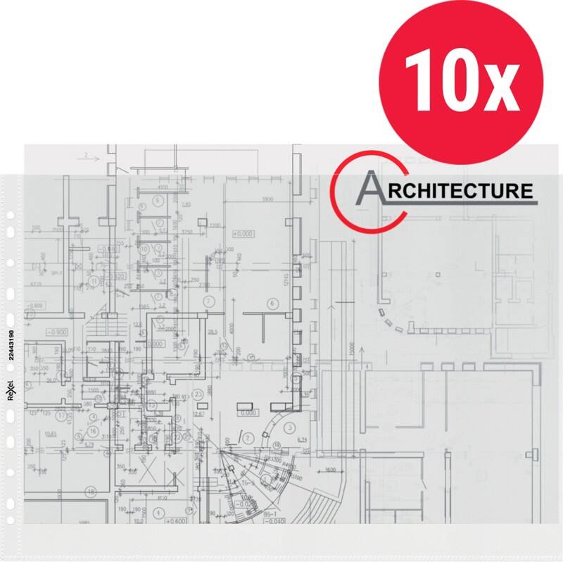 Rexel Prospekthüllen A3 Genarbt Transparent 80 Mikron PP (Polypropylen) Öffnung oben 11 Löcher 224431 10 Stück