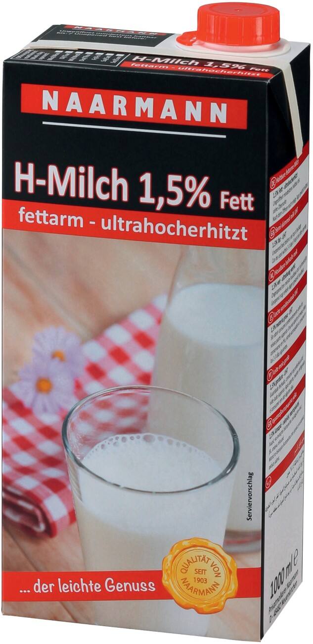 Naarmann Milch 1.5 % 12 Stück à 1 L