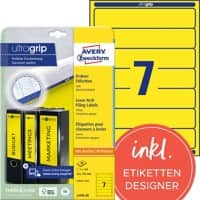 AVERY Zweckform ultragrip Ordneretiketten L4765-20 Selbsthaftend A4 Gelb 3,8 x 19,2 cm 20 Blatt à 7 Etiketten