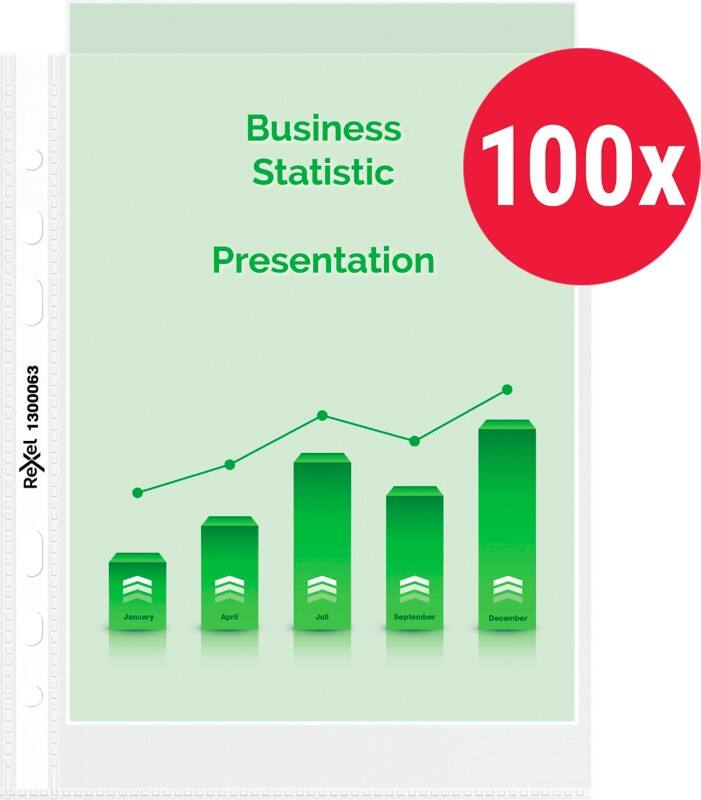 Rexel Top Quality Prospekthüllen A5 Glasklar Transparent 80 Mikron PP (Polypropylen) Öffnung oben 6 Löcher 100 Stück