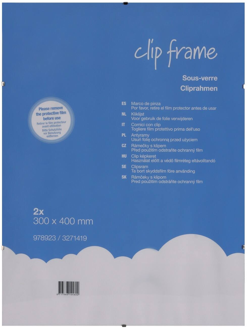 Niceday Clip-Bilderrahmen Clip Frame 300 x 400 mm Transparent 2 Stück