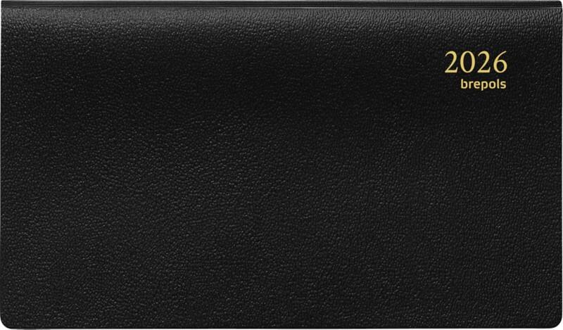 Brepols Terminplaner 2026 A6 1 Woche / 2 Seiten Deutsch, Englisch, Französisch, Italienisch, Niederländisch, Spanisch Schwarz