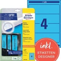 AVERY Zweckform ultragrip Ordneretiketten L4767-20 Selbsthaftend A4 Blau 6,1 x 19,2 cm 20 Blatt à 4 Etiketten