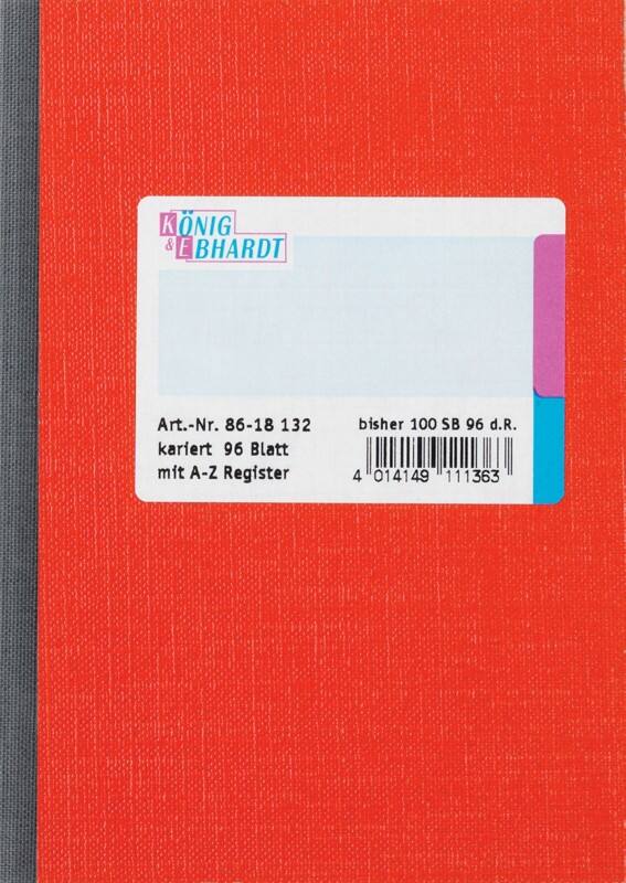 König & Ebhardt Geschäftsbuch A6 Kariert 70 g/m² Rot 96 Blatt