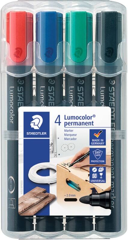 STAEDTLER Lumocolor 352 Rundspitze Permanentmarker Mittel Rundspitze 2 mm Färbig sortiert Nachfüllbar 4 Stück