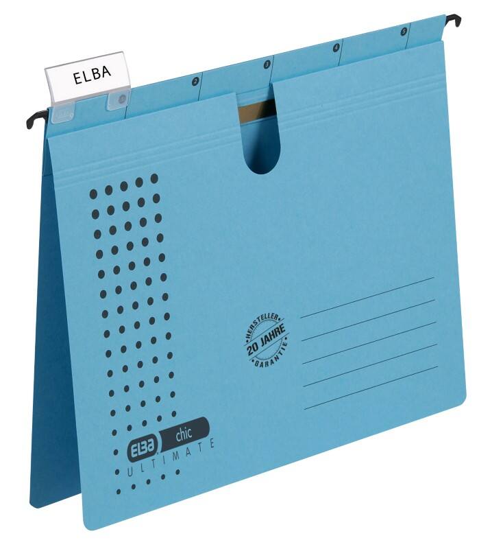 ELBA chic ULTIMATE Hängemappen A4 V-Boden Blau Blauer Engel UZ56 (Recyclingkarton Schreibwaren) 5 Stück