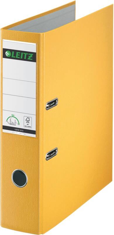 Leitz 180° Swiss Edition Ordner Breit DIN A4 80 mm Gelb 2 Ringe 1013 Pappkarton Matt Hochformat