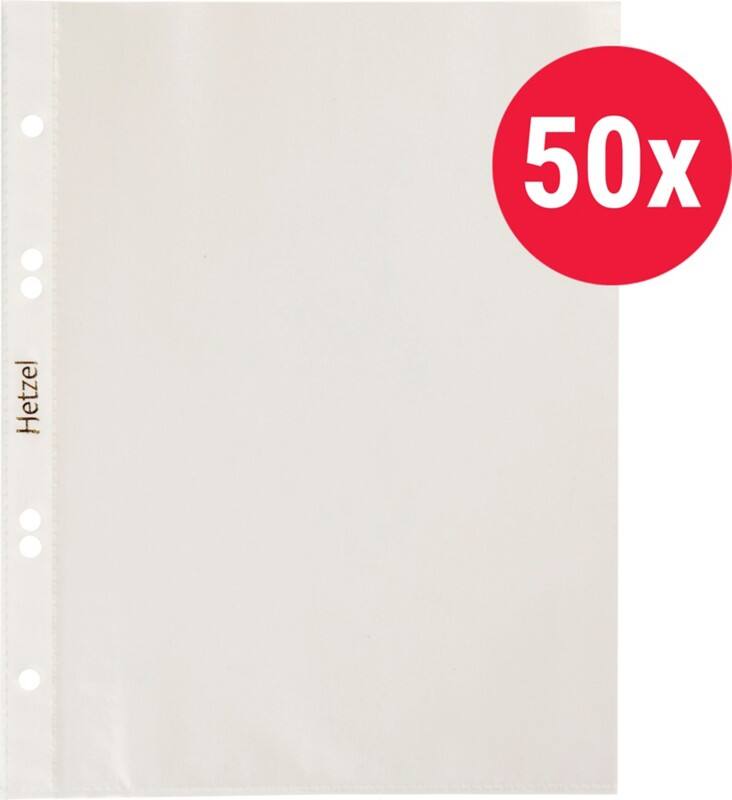 Hetzel Prospekthüllen A6 Genarbt Transparent 75 Mikron PP (Polypropylen) Öffnung oben 6 Löcher 50 Stück