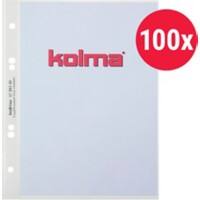Kolma Lisse Prospekthüllen DIN A5 Glänzend Transparent 60 Mikron PP (Polypropylen) Öffnung Oben 4 Löcher 100 Stück