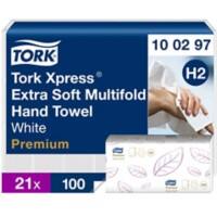 Tork Premium Falthandtücher H2 M-falz Weiß 2-lagig 100297 21 Stück à 100 Blatt