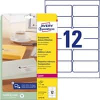 AVERY Zweckform Abziehhilfe QuickPEEL Wasserabweisend Selbsthaftend Adressetiketten L4772-25 Selbsthaftend A4 Transparent 99,1 x 42,3 mm 25 Blatt à 12 Etiketten